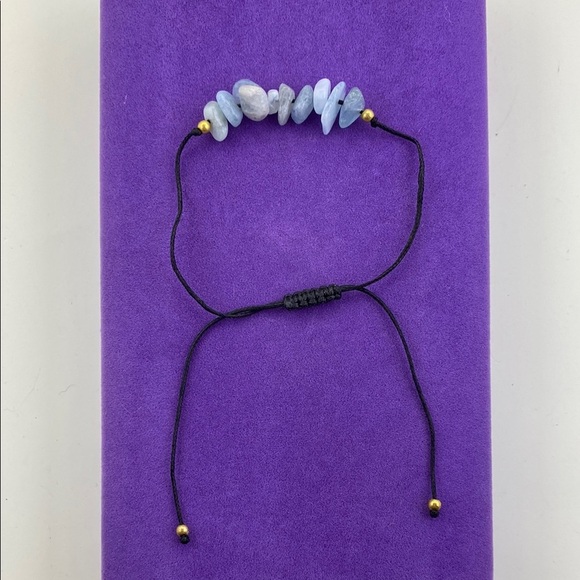 💛 Boho Gold Plated Bead & Blue Stone Adjustable Bracelet - Picture 1 of 3